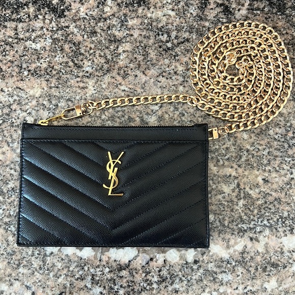 Yves Saint Laurent Handbags - Saint Laurent Small Monogram Matelasse’ Leather Zip Pouch